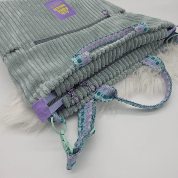 Große Umhängetasche "Ich fühl mich DISCO"  Grau - Breitcord